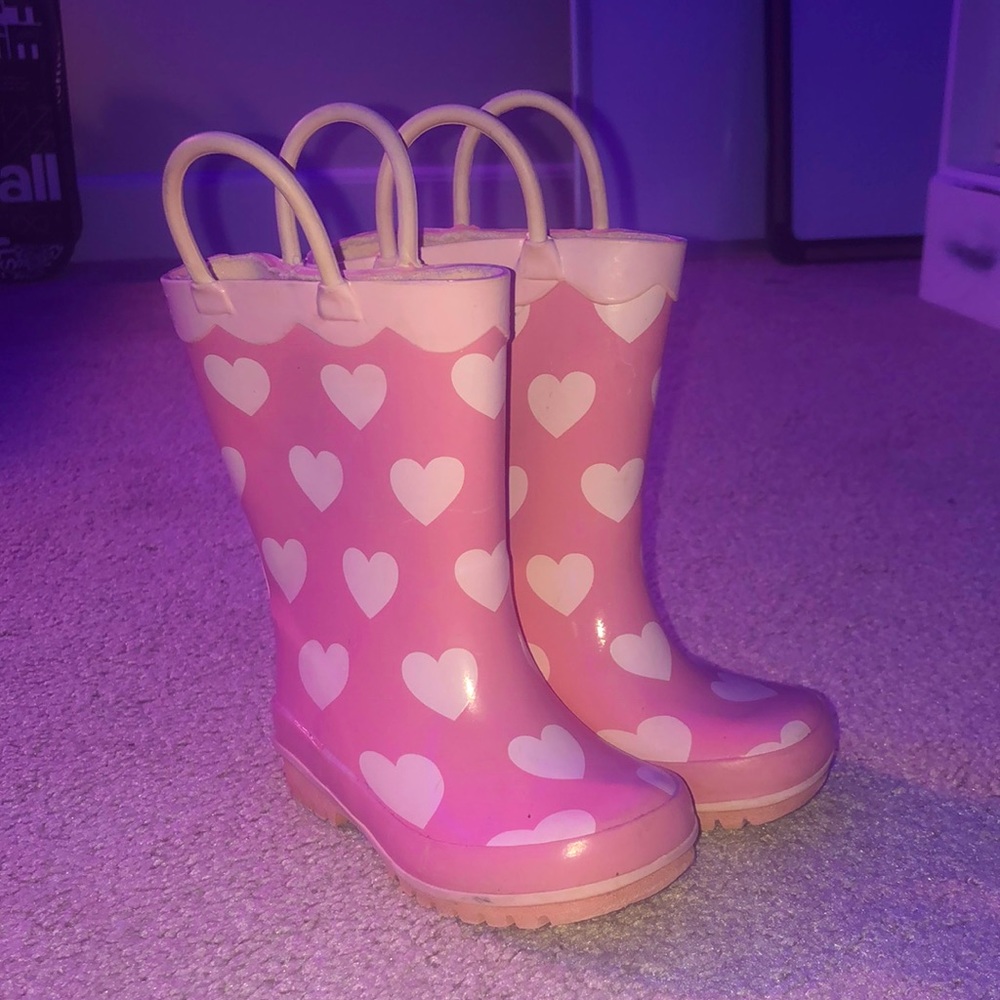 Janie and jack pink and light pink heart rain boots